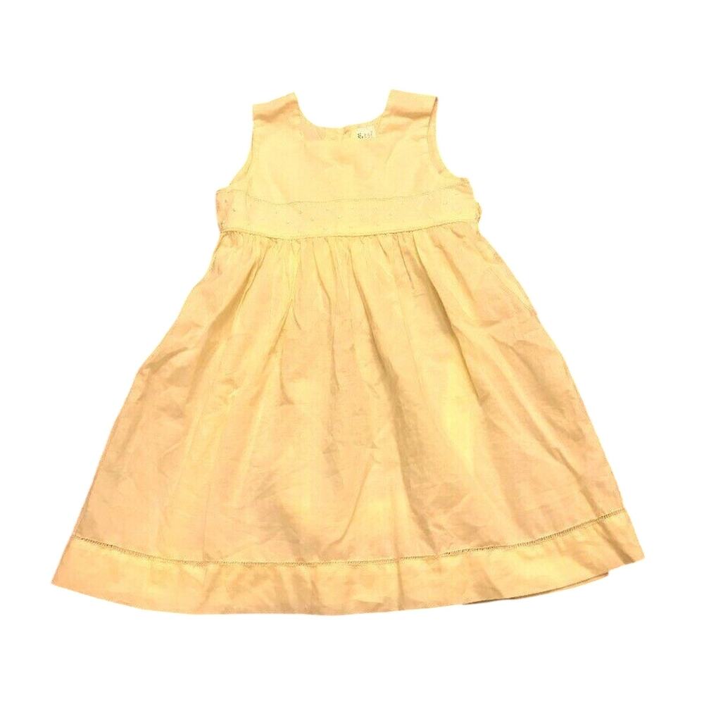 Lins 9-12M Infant Sleeveless Dress 100% Cotton with Back Tie Yellow